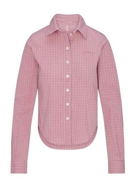 Skims Long Sleeves Pajamas Top Shirt Berry Check Pink Medium NWT
